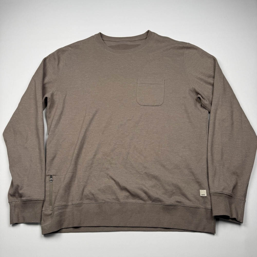 Vuori Jeffreys Sweatshirt Mens XL Brown Lightweight Crewneck Pullover Zip V218
